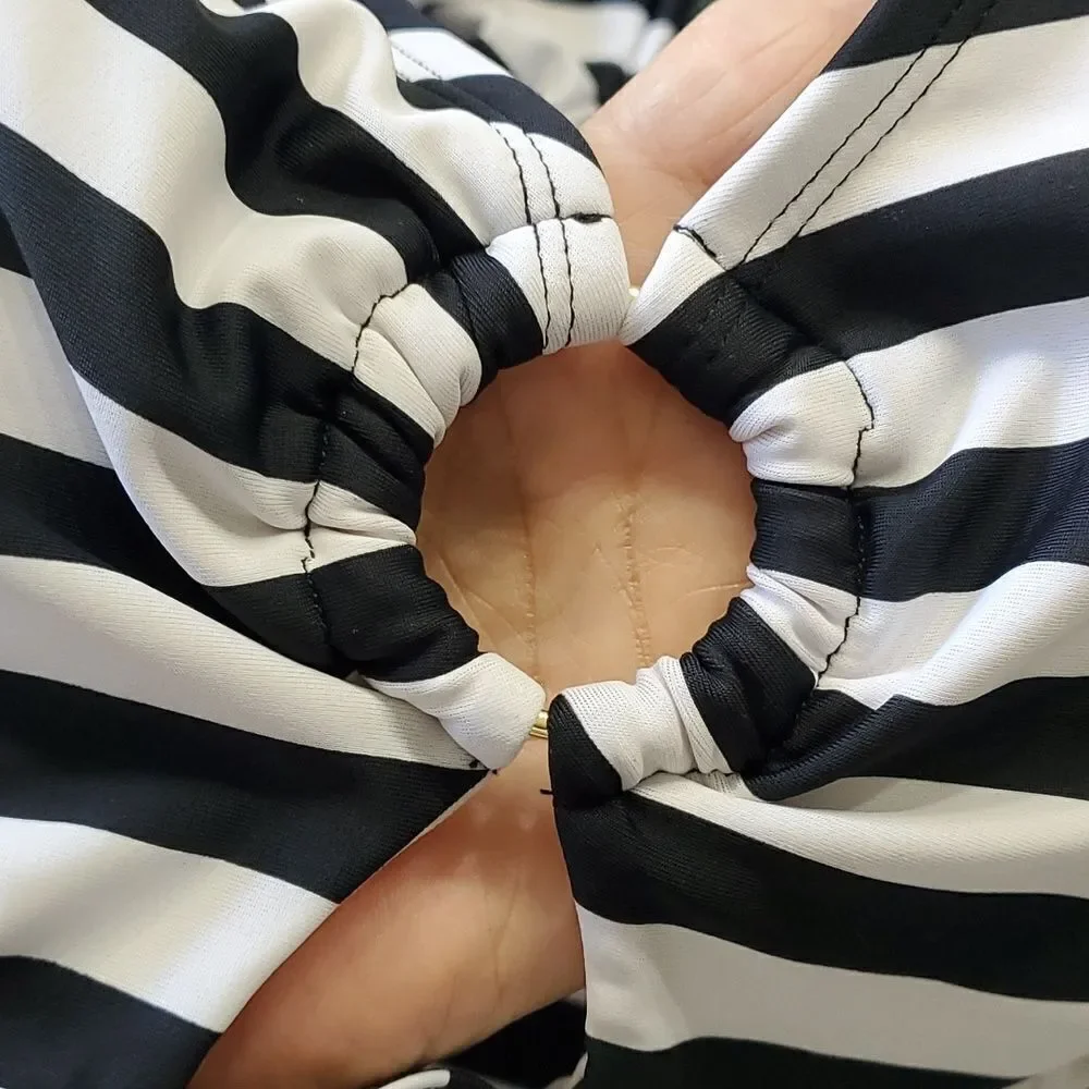 ISLAND RAYS 3X BLACK AND WHITE STRIPED TWO‎ PEICE BATHING SUIT..cruise